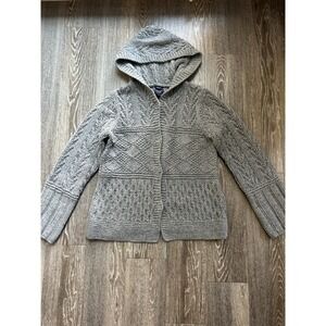 VTG American Eagle Hand Cable Knit Lambswool Cardigan Sweater SZ L 90s Outdoors